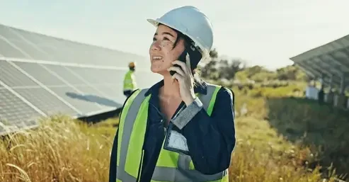 worker solar energy woman phone 260nw 2557415541